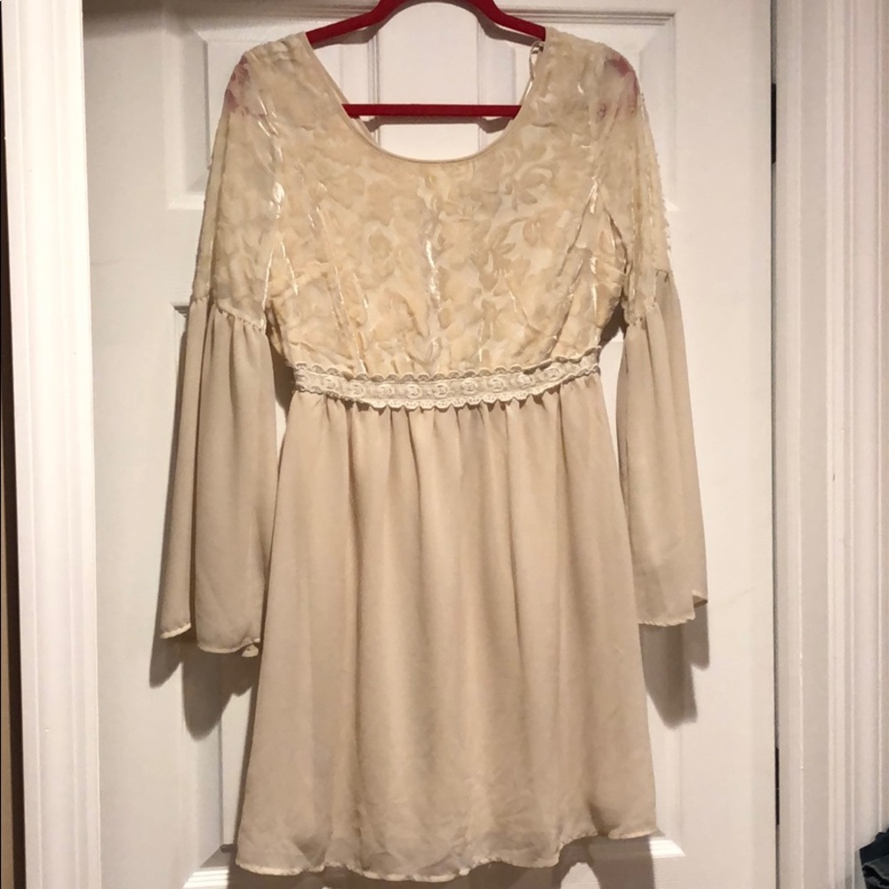 Cream dress with bell sleeves